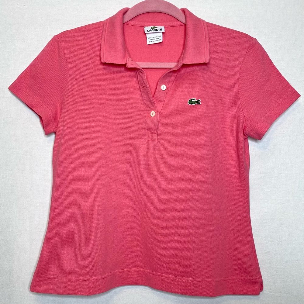 LACOSTE coral pink polo 🐊
